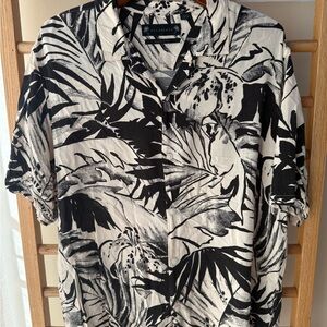 All Saints Monochrome Tropical Print Men's Shirt